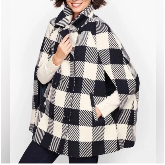 Talbots Jackets & Blazers - Talbots wool blend buffalo check cape - 2X/3X